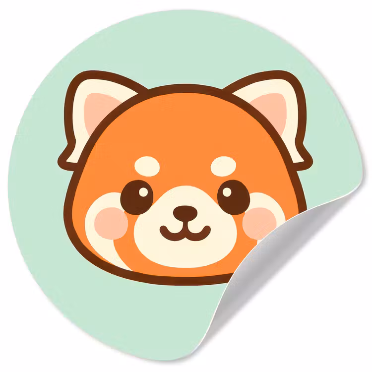 Rode panda - Groen - Cartoon Wandcirkel behangsticker klein -3d