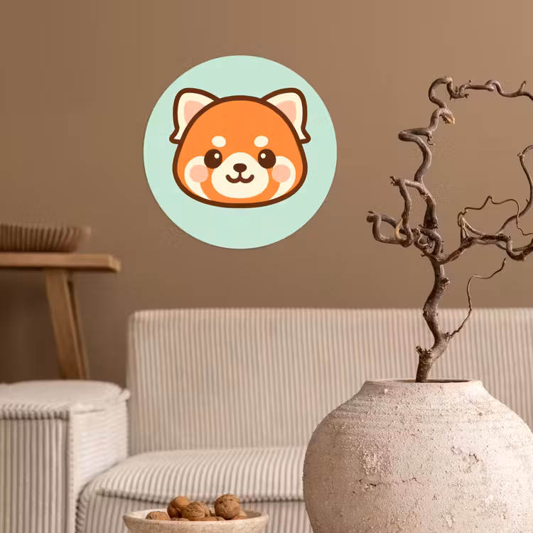 Rode panda - Groen - Cartoon Wandcirkel behangsticker klein -sfeer1