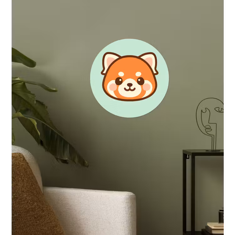 Rode panda - Groen - Cartoon Wandcirkel behangsticker klein -sfeer2
