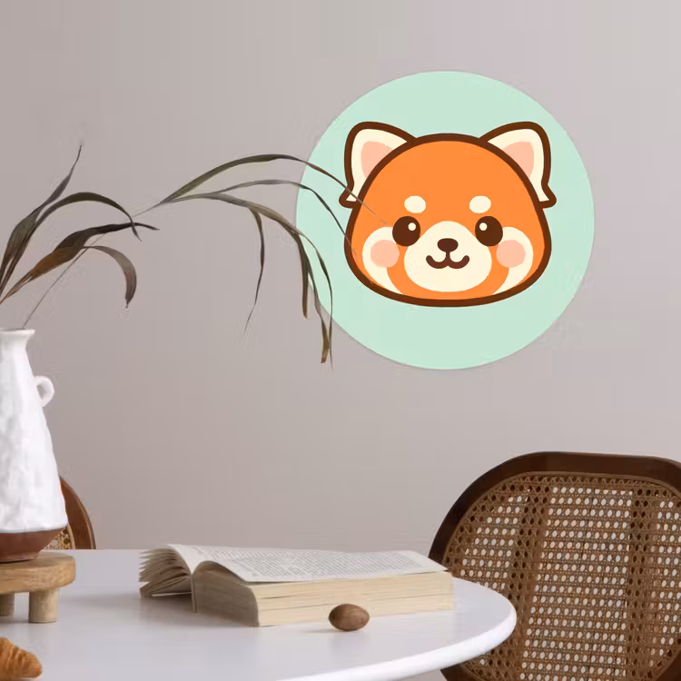 Rode panda - Groen - Cartoon Wandcirkel behangsticker klein -sfeer3