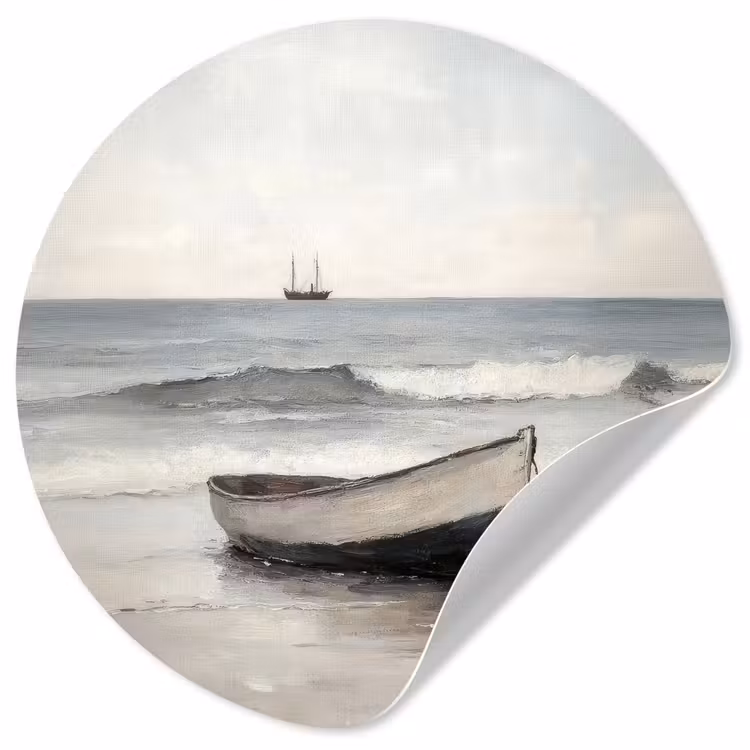 Roeiboot - Zee - Horizon Wandcirkel behangsticker klein -3d