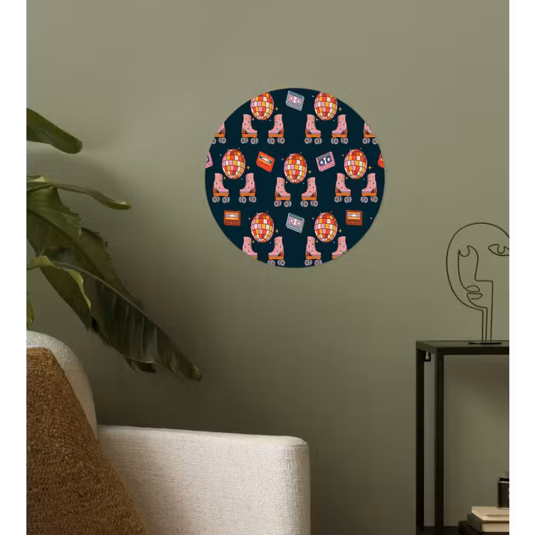 Rolschaatsen - Patroon - Disco Wandcirkel behangsticker klein 186 -sfeer2