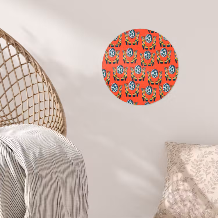 Rood - Disco - Patroon Wandcirkel behangsticker klein 186 -sfeer4