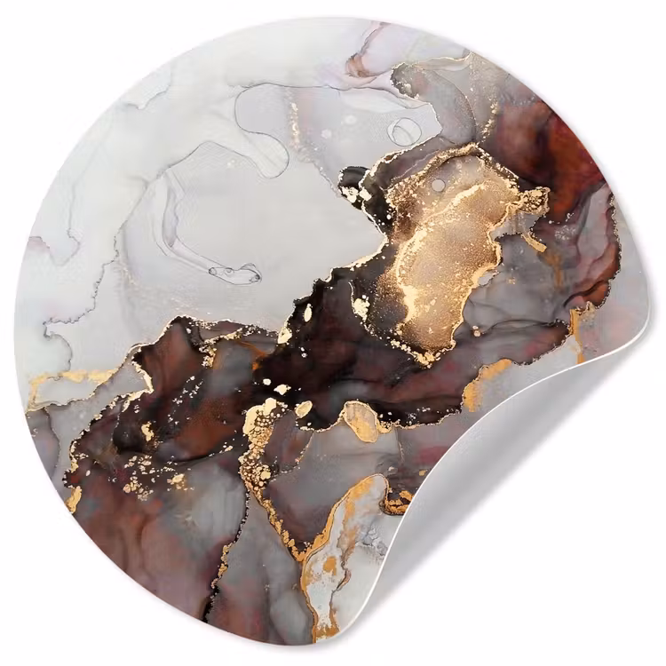 Rood - Marmer - Goud Wandcirkel behangsticker klein -3d