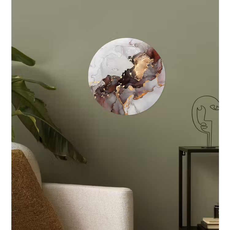 Rood - Marmer - Goud Wandcirkel behangsticker klein -sfeer2