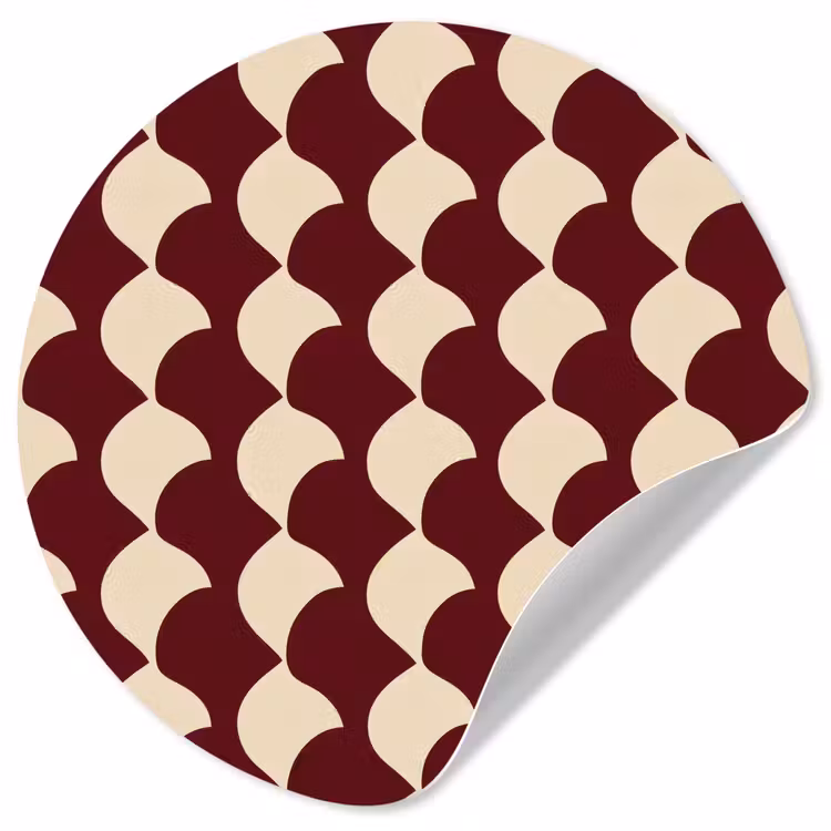 Rood - Tegelpatroon - Crème Wandcirkel behangsticker klein 186 -3d