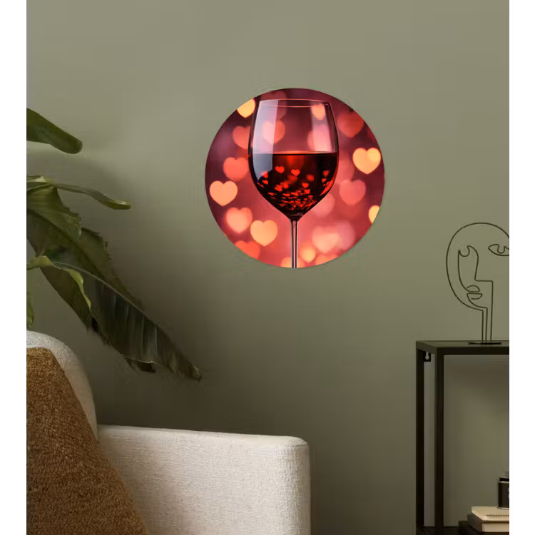 Rood - Wijn - Hartjes Wandcirkel behangsticker klein -sfeer2