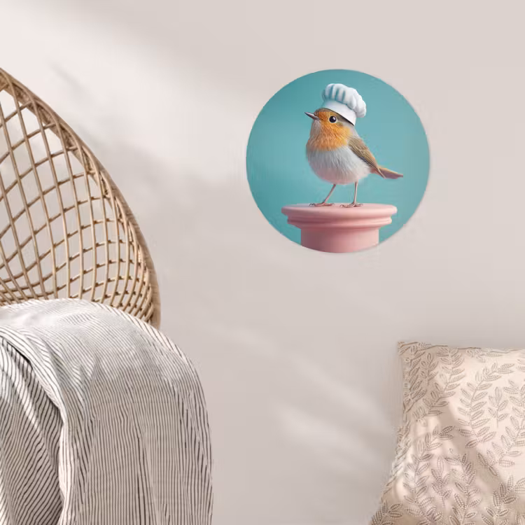Roodborstje - Vogel - Koksmuts - Sokkel Wandcirkel behangsticker klein -sfeer4