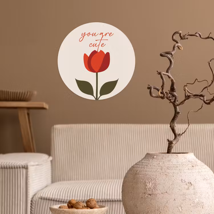 Roos - Rood - Bloem - Valentijn Wandcirkel behangsticker klein -sfeer1
