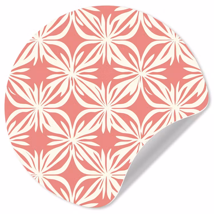 Roze - Bloemenmotief - Wit - Modern Wandcirkel behangsticker klein 186 -3d