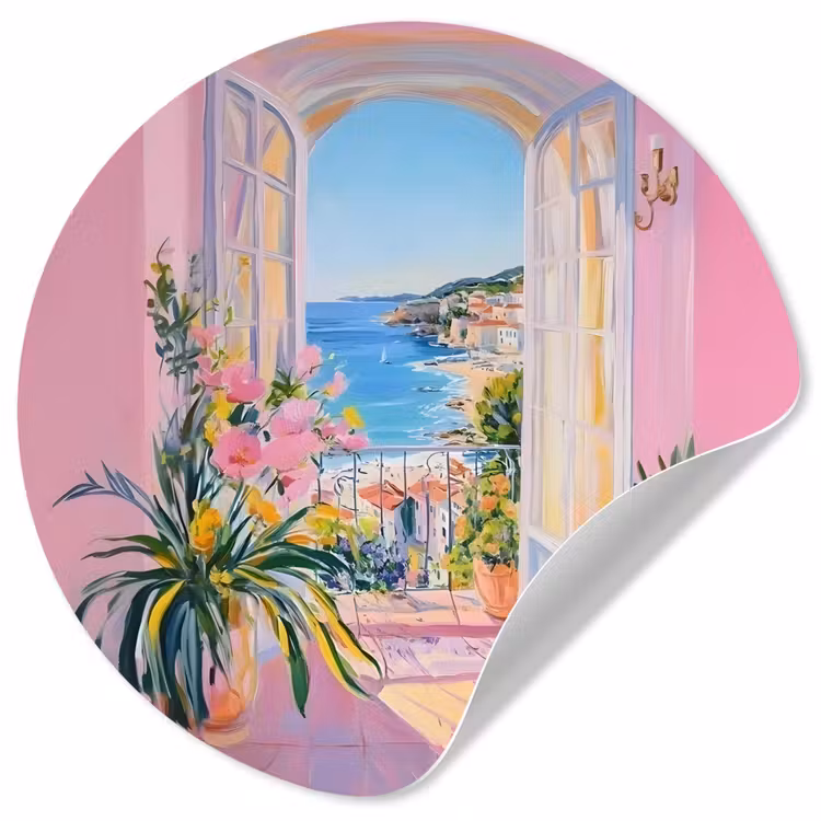 Roze - Buiten - Verf Wandcirkel behangsticker klein -3d