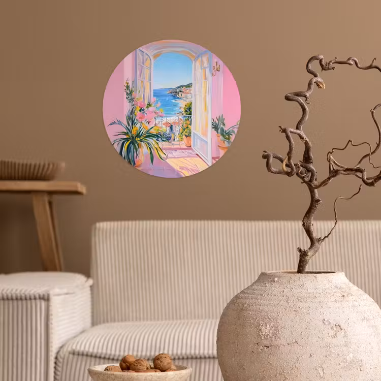 Roze - Buiten - Verf Wandcirkel behangsticker klein -sfeer1