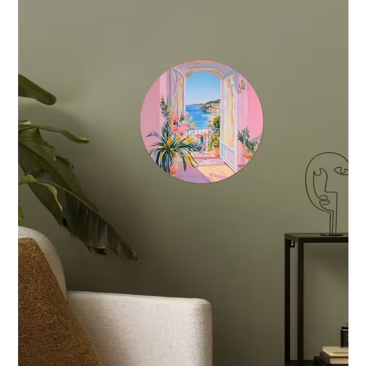 Roze - Buiten - Verf Wandcirkel behangsticker klein -sfeer2