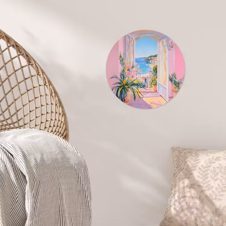 Roze - Buiten - Verf Wandcirkel behangsticker klein -sfeer4