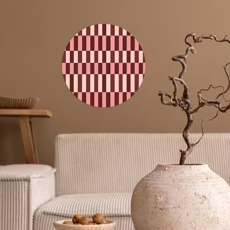 Roze - Rood - Blokjes Wandcirkel behangsticker klein 186 -sfeer1