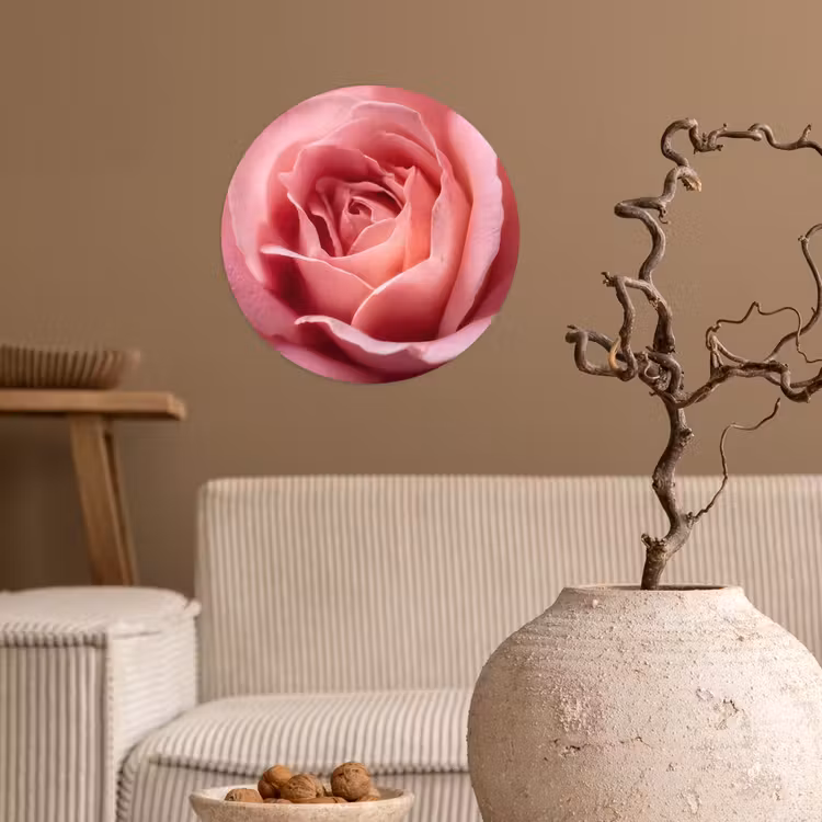 Roze - Roos - Romantisch Wandcirkel behangsticker klein -sfeer1