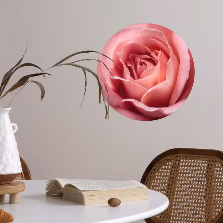Roze - Roos - Romantisch Wandcirkel behangsticker klein -sfeer3
