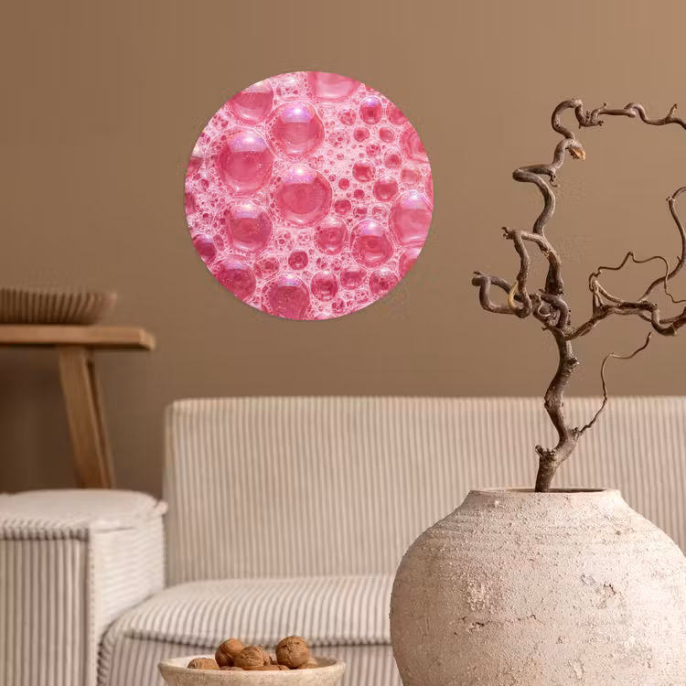 Roze - Schuim - Bubbels Wandcirkel behangsticker klein -sfeer1
