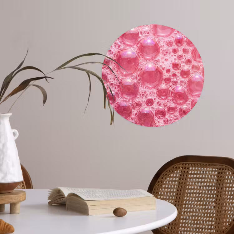 Roze - Schuim - Bubbels Wandcirkel behangsticker klein -sfeer3