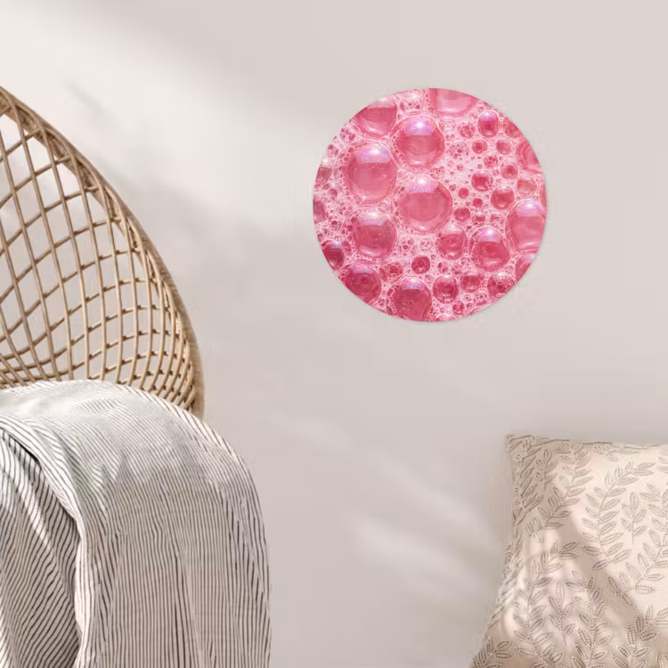 Roze - Schuim - Bubbels Wandcirkel behangsticker klein -sfeer4
