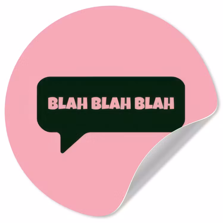 Roze - Tekstwolk - Groen - BLAH BLAH BLAH Wandcirkel behangsticker klein -3d