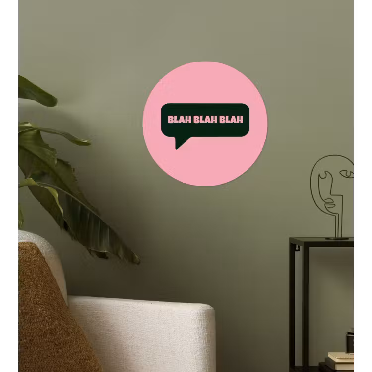 Roze - Tekstwolk - Groen - BLAH BLAH BLAH Wandcirkel behangsticker klein -sfeer2