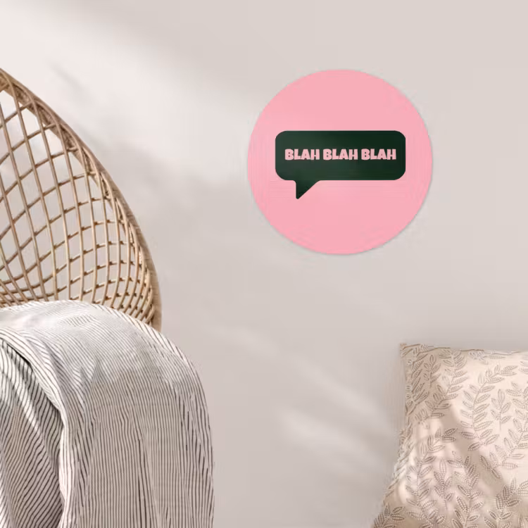 Roze - Tekstwolk - Groen - BLAH BLAH BLAH Wandcirkel behangsticker klein -sfeer4