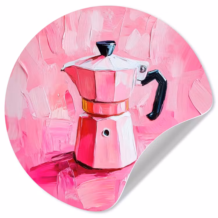 Roze - Verf - Coffee Wandcirkel behangsticker klein -3d
