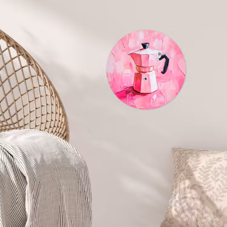 Roze - Verf - Coffee Wandcirkel behangsticker klein -sfeer4