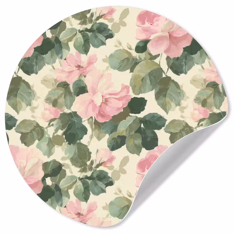 Rozen - Botanisch - Roze Wandcirkel behangsticker klein 186 -3d