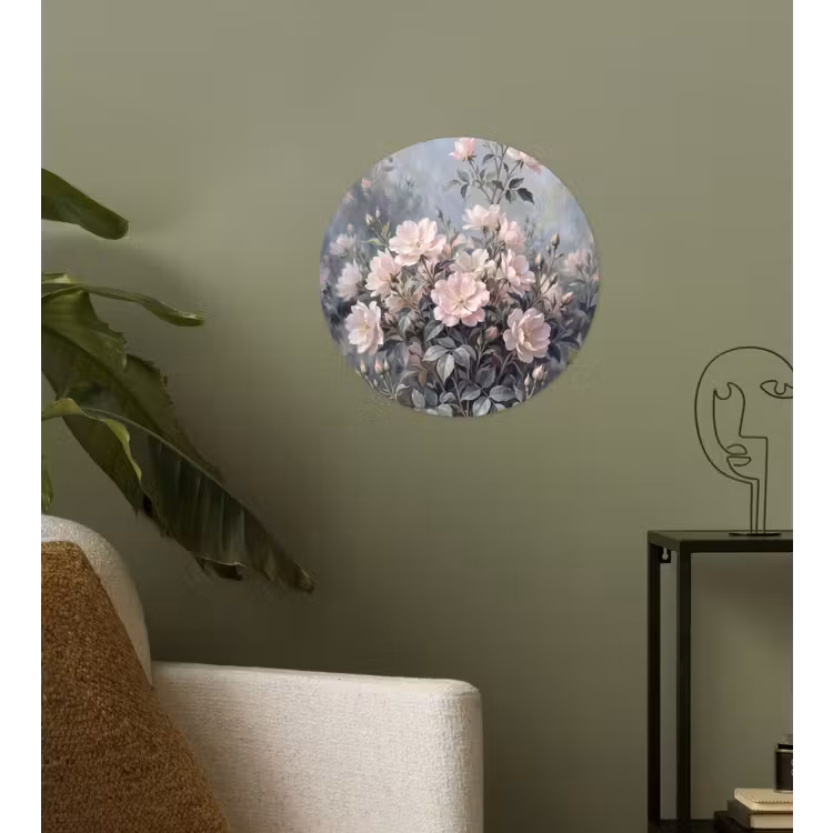 Rozen - Illustratie - Roze Wandcirkel behangsticker klein -sfeer2