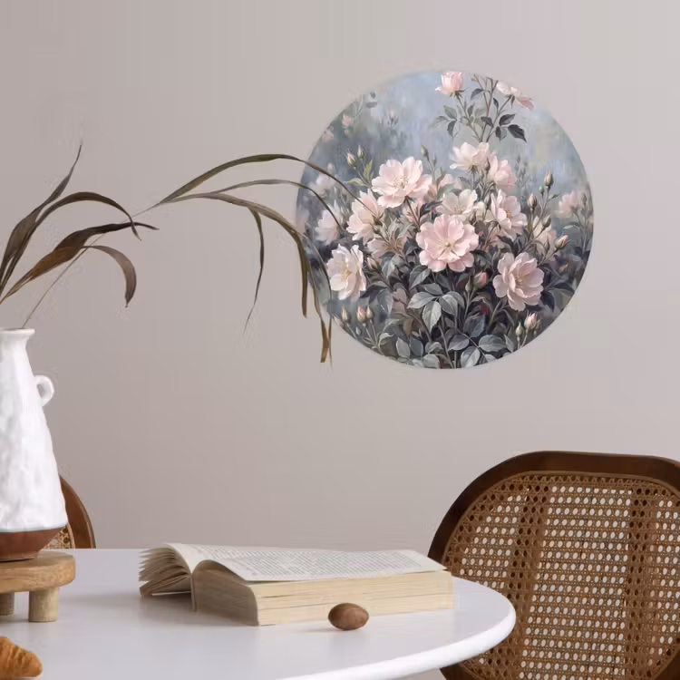Rozen - Illustratie - Roze Wandcirkel behangsticker klein -sfeer3