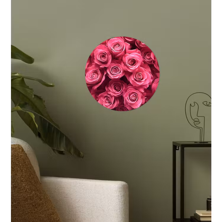 Rozen - Pink - Bloem Wandcirkel behangsticker klein -sfeer2
