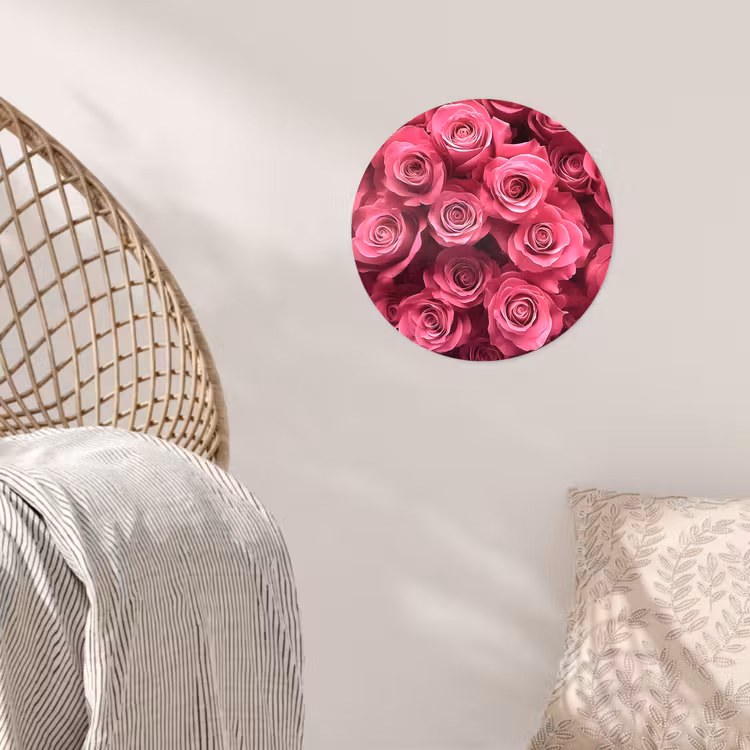Rozen - Pink - Bloem Wandcirkel behangsticker klein -sfeer4