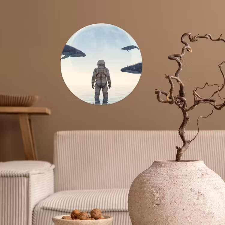 Behangcirkel - Ruimtevaarder - Walvis - Fantasie - Ruimtevaarder - Walvis - Fantasie Wandcirkel behangsticker klein