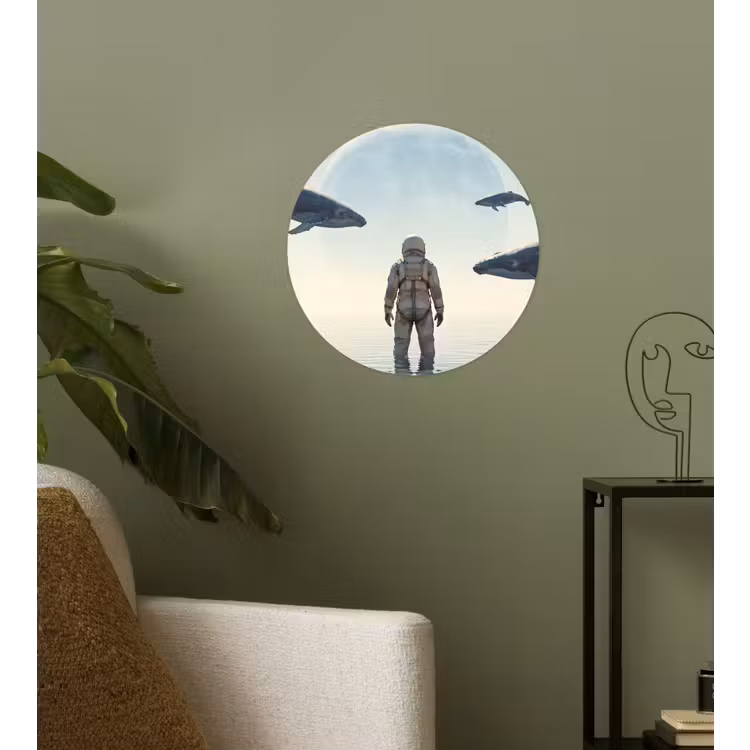 Behangcirkel - Ruimtevaarder - Walvis - Fantasie - Ruimtevaarder - Walvis - Fantasie Wandcirkel behangsticker klein