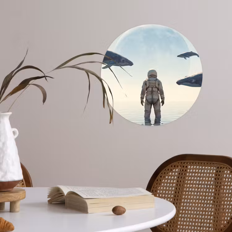 Behangcirkel - Ruimtevaarder - Walvis - Fantasie - Ruimtevaarder - Walvis - Fantasie Wandcirkel behangsticker klein
