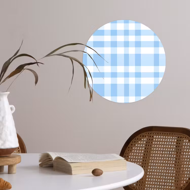 Ruit - Patroon - Blauw Wandcirkel behangsticker klein 186 -sfeer3
