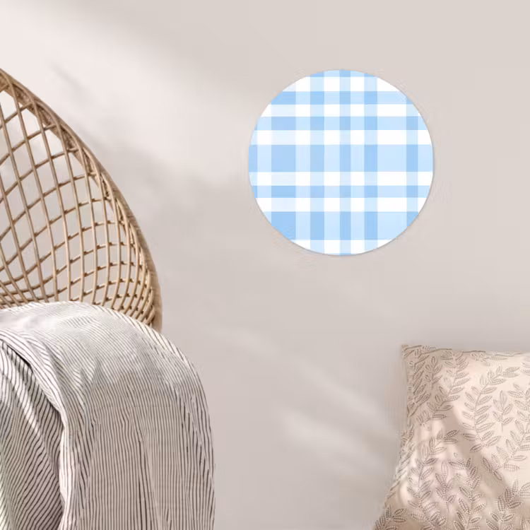 Ruit - Patroon - Blauw Wandcirkel behangsticker klein 186 -sfeer4
