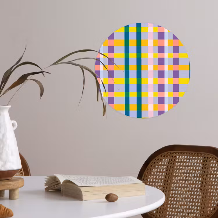 Ruit - Patroon - Kleurrijk Wandcirkel behangsticker klein 186 -sfeer3