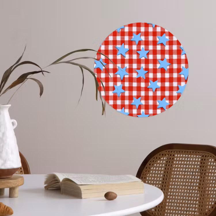 Ruit - Sterren - Rood Wandcirkel behangsticker klein 186 -sfeer3
