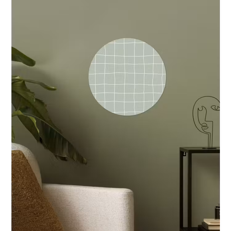 Ruitpatroon - Golvend - Groen Wandcirkel behangsticker klein 186 -sfeer2