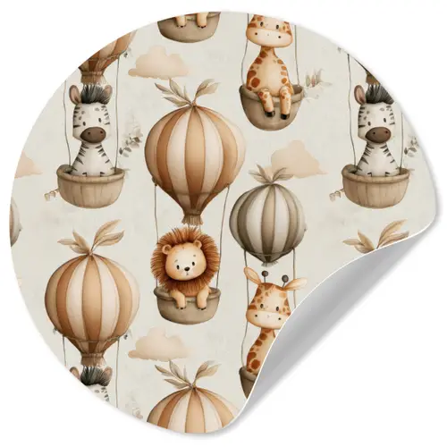 Safari - Luchtballonen - Taupe Wandcirkel behangsticker klein 186 -3d