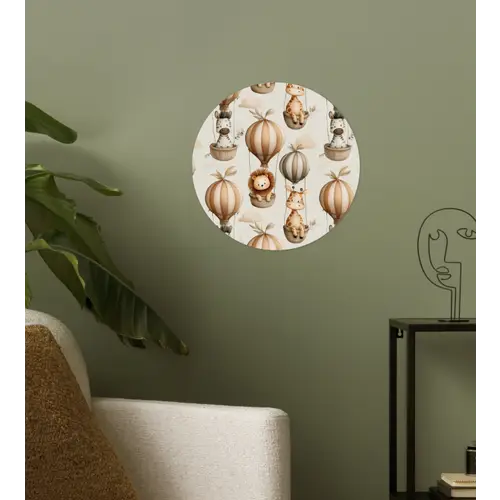 Safari - Luchtballonen - Taupe Wandcirkel behangsticker klein 186 -sfeer2