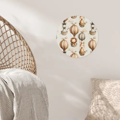 Safari - Luchtballonen - Taupe Wandcirkel behangsticker klein 186 -sfeer4