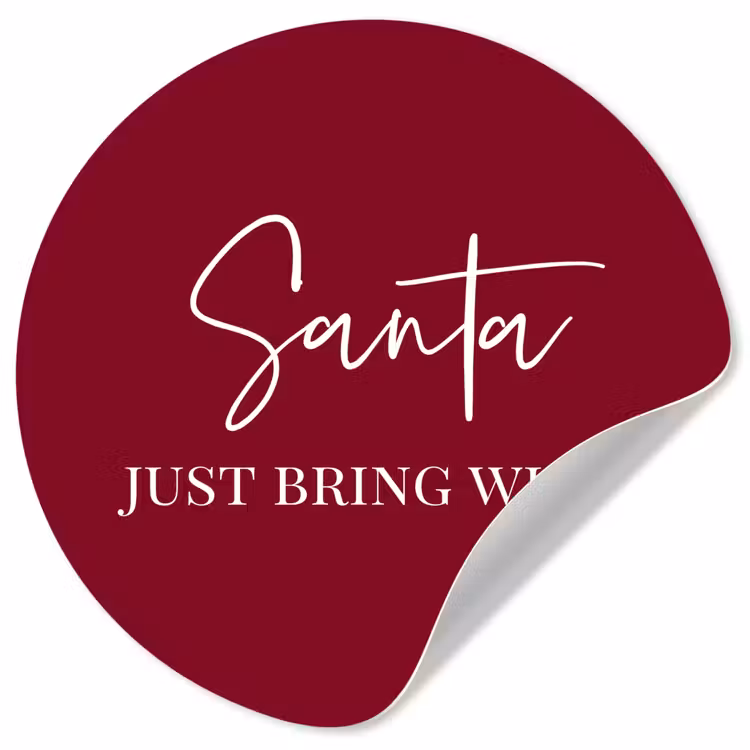 Santa - Wine - Rood - Kerst - Kerstman Wandcirkel behangsticker klein -3d
