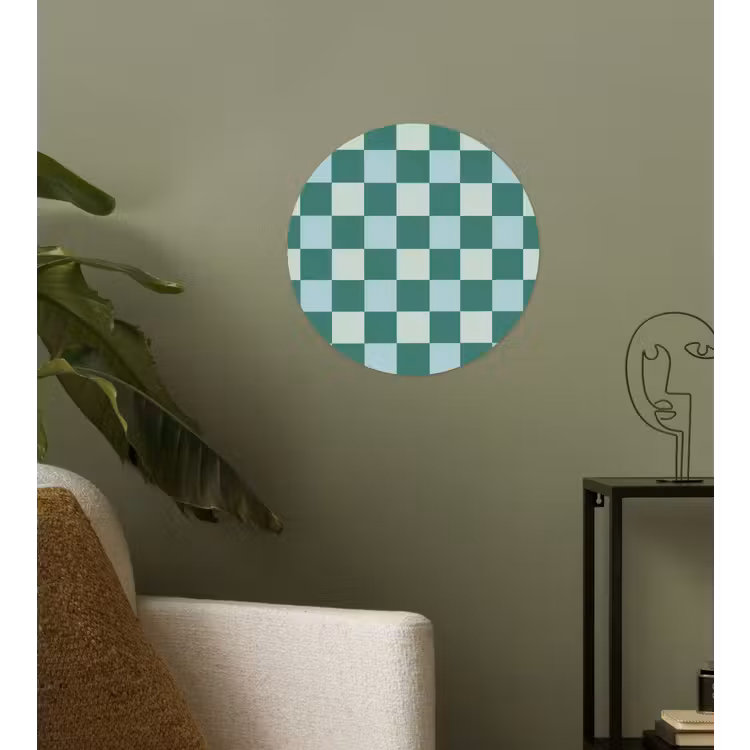 Schaak - Klassiek - Groen Wandcirkel behangsticker klein 186 -sfeer2