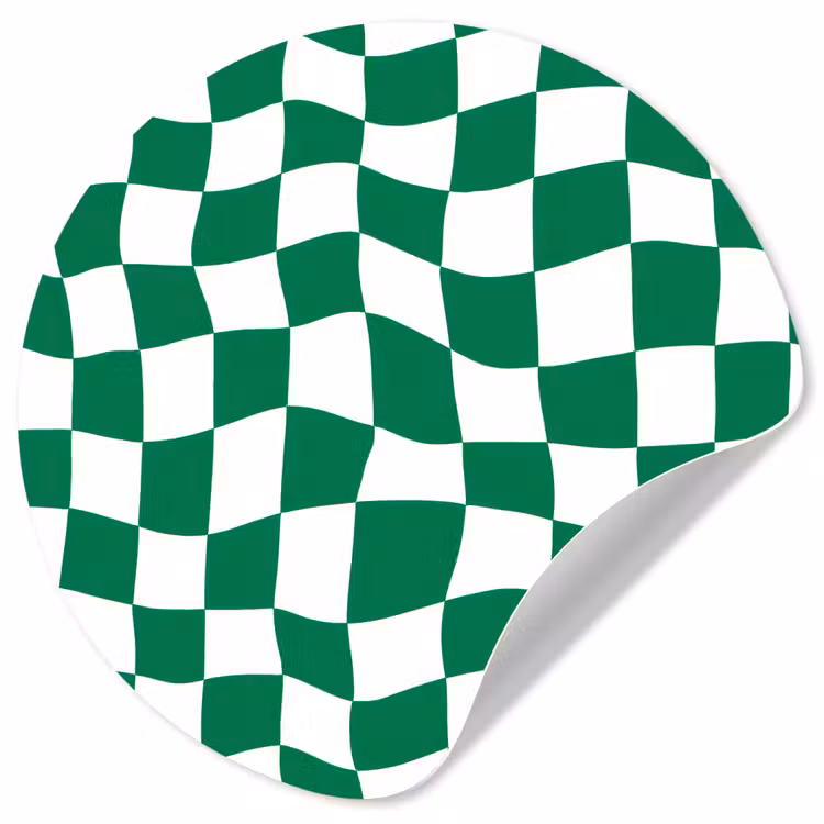 Schaakbord - Golvend - Groen Wandcirkel behangsticker klein 186 -3d