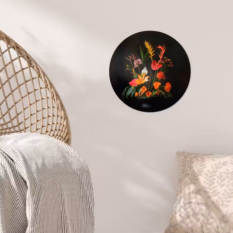 Schaal - Boeket - Bloemen Wandcirkel behangsticker klein -sfeer4
