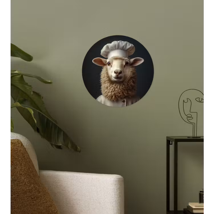Schaap - Wol - Kok Wandcirkel behangsticker klein -sfeer2